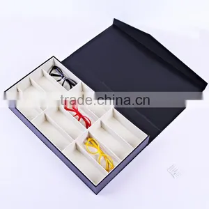 Chinese Factories Wholesale Custom 12 Slot Glasses Boxes, Jewelry Boxes, Leather Black Beautiful Storage Box thumbnail-1