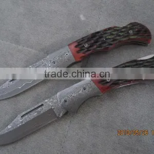 Flip Damascus Pocket Knife thumbnail-1