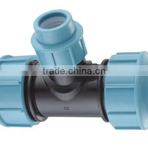 PE Pipe PP Compression Fittings Reducing Tee For Garden Irrigation thumbnail-1