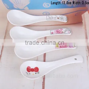 SP1534 Haonai Goodlooking Flower Decal Ceramic Spoon, Ceramic Soup Spoon thumbnail-3