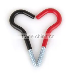 Black All Purpose 6X4 Inch Vinyi Coated Garagr Screw Hooks (pack of 2) thumbnail-2