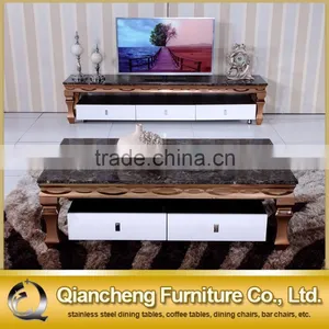 Modern Hot Sale Marble Top Stainless Steel Frame Dining Table Set With 6 Seater thumbnail-4
