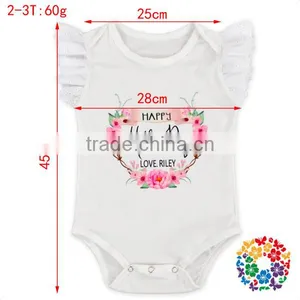 New Design Cotton Boutique Clothing Little Girls Lace Flutter Sleeve Rompers Summer Baby Girls Beach Romper thumbnail-2