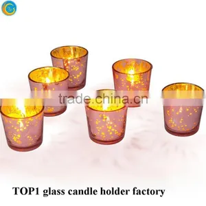 Rose Gold Mercury Glass Candlestick Holders thumbnail-1