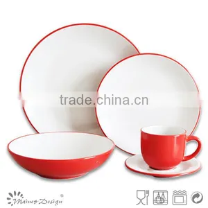 Bicolor Pink 16pcs Dinnerware Set Fashion Round Solid Color thumbnail-4