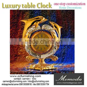 Momoda Luxury Royal Braroque Style Gold Home Decorations Crystal Antique Classic Home Marble Basic Metal Copper Desk Clock thumbnail-1