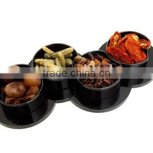 4 Compartment Bowl, Soy Sauce Black Plastic Bowl With Divider thumbnail-1