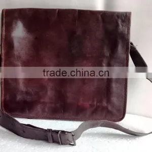 High Quality Classic Design Handmade Vintage Genuine Goat Leather College Bag thumbnail-2