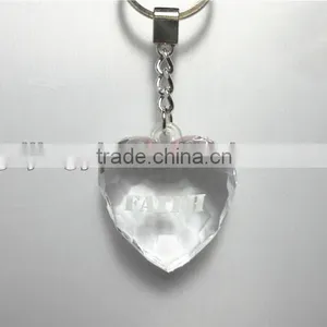 2015 China Different Color Acrylic Clear Hanging Decoration Transparency Heart With Key Ring thumbnail-1