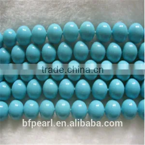 16" 12mm Blue Round Shell Pearl Strand thumbnail-1