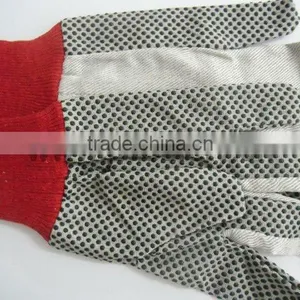 DDSAFETY 2017 Red Knit Wrist Canvas Working Safety Glove High Quality White Polka Dot Glove thumbnail-2
