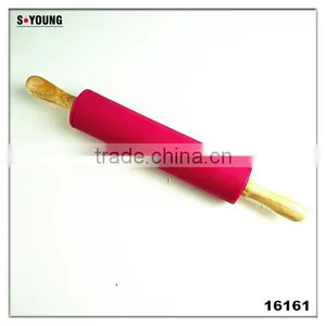 16161 Rolling Pin Non-Stick Silicone Surface Rolling Pin Wooden Rolling Pin Handl thumbnail-1