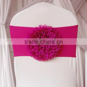 Chiffon Flower Handmade Gold/Blue/ Red/Pink/red Spandex Chair Bands Chair Bow Chair Sashes For Wedding thumbnail-6