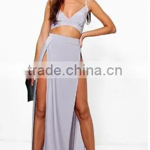 2017 Summer Newest Two Split Two Piece Dress Sexy Party Maxi Dress thumbnail-2