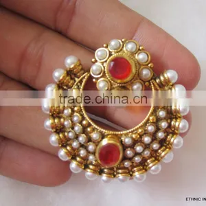 Pinl Dangler Gold Tone Dangler POLKI EARRINGS thumbnail-2