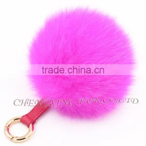 CX-A-63 New Promotional Fox Fur Ball Fur Pom Keychain With Fur Pompom thumbnail-3