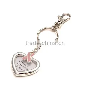 Custom Photo Heart Keychain Pink Ribbon Breast Cancer Keychain Jewelry Custom Logo Jewelry Keychain thumbnail-1