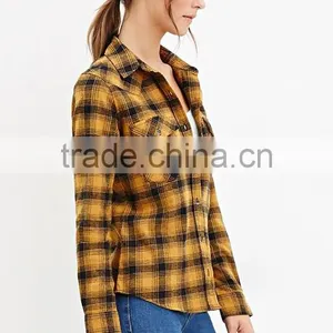Guangzhou Factory Wholesale Women Shirt Scotland Plaid Shirt Blouse thumbnail-2