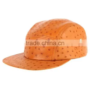 Ostrich Leather Blank Wholesale 5 Panel Hats Faux Leather 5 Panel Hat thumbnail-3