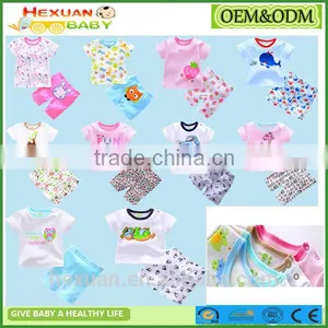 OEM Factory or 10 Stocked Designs 100% CottonSummer&Autumn Newborn Baby Clothing Set thumbnail-1