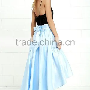 Latest Banded Waist Pleated Skirt Fashion High Low Design Maxi Skirt 2016 thumbnail-5