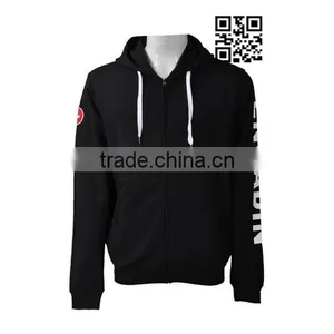 Wholesale Zip Up Plain Black High Quality Men Hoodies thumbnail-3