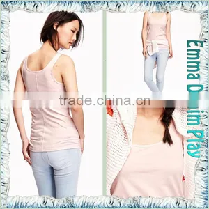 2016 Fashion Sketch Ladies Pink Dyeing Underwear Wide Neck Tank T-Shirt thumbnail-5