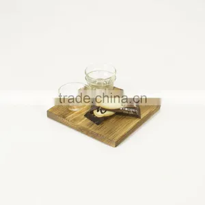 Rustic Small Wooden Coaster for Coffee Bear Cups thumbnail-1