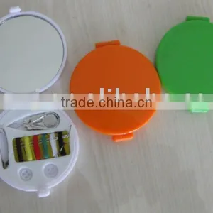 Round Sewing Kit With Mirror/Mini Sewing Kit/Travel Sewing Kit With Mirror/Small Sewing Kit thumbnail-1