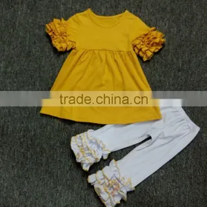 2017 Spring Baby Girls Outfit Yellow Top and Icing Pants Kids Clothing Western Girls Outfit thumbnail-1