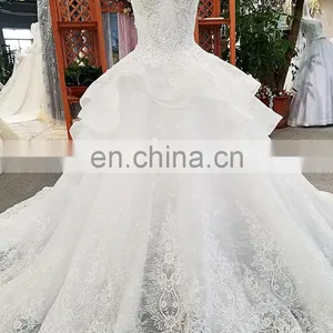 LS00348 off Shoulder Elegant Ivory Peplum Long Train Lace up Organza Wedding Gowns Philippines thumbnail-6