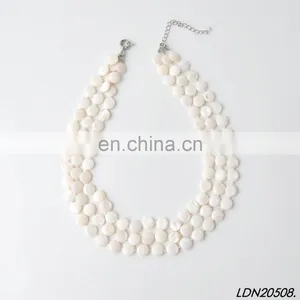 Multi Layer Ivory Shell Necklace Fashion Statement Necklace thumbnail-1