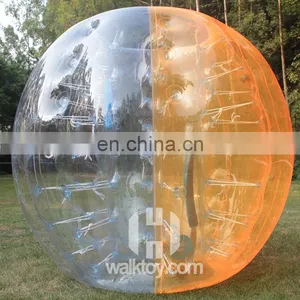HI CE 800W Blowers 0.8mm PVC 1.7m Half Orange Color Inflatable Human Sized Giant Hamster Ball Cheap Soccer Balls thumbnail-1