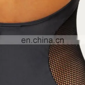 OEM Female Swimming Wear Backless Mesh Swimsuit One Piece Black thumbnail-4