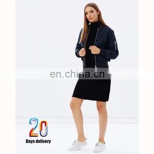 China Manufacturer Sports New Women Black Bomber Jacket Wholesale thumbnail-6