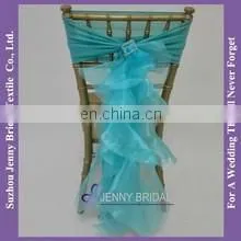 C308A Spandex Chair Sash With Buckle Fancy Ruffled Wedding Chair Sashes thumbnail-3