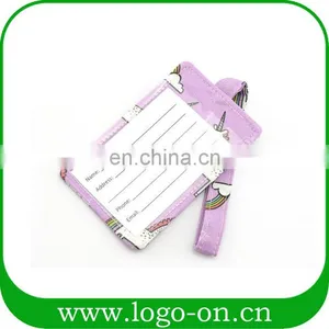 High Quality Printing Unicorn Leather Luggage Tag With Strape thumbnail-3