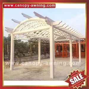 Prefabricated Outdoor Garden Wood Look Style Alu Aluminium Alu Aluminum Metal Gazebo Grape Trellis Pergola Vine Grids Shelter Kits thumbnail-1