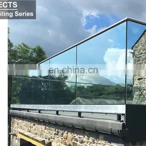 2020 Aluminum Base Shoe Glass Railing Design Balcony Frameless U Channel Glass Balustrade thumbnail-1
