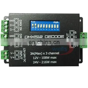DC12V 24V 3Channels Decoder Driver RGB Amplifier DMX 512 PX24506 Led Strip Light Controller thumbnail-2