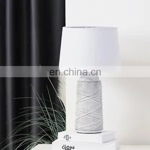 Korean Fancy Ceramic Table Lamp Antique Design Hotel Bedroom Decoration White Desk Lamp thumbnail-1