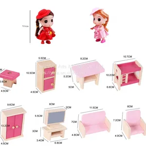 Montessori Toddler Children Toys House Simulation House Diy Wooden Dollhouse DIY Pink Doll House Cottage thumbnail-3