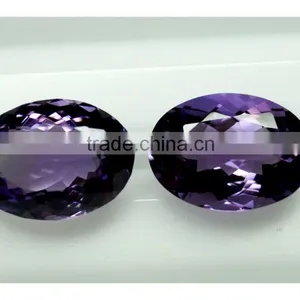 18x13mm Oval AAA Quality Natural Brazilian Amethyst 2 Pieces LOT Gems With Amazing Luster thumbnail-1