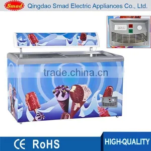 110v 220v 355L Wholesale Sliding Glass Door Chest Freezer for Ice Cream thumbnail-3