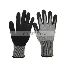 Palm Dipped Guantes Cut Gloves EN388 4343 HPPE Sandy Nitrile Flexible, Cut Resistant 1 Pair in 1 Pp Bag, 100pairs in 1 Carton thumbnail-1