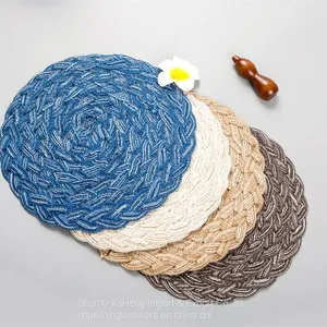 Hot Sale Eco-friendly Stocked Round Fabric PP Woven Placemat For Dinning Table Decoration thumbnail-5