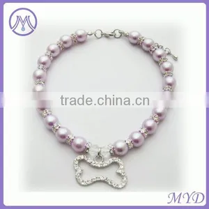 Customized Crystal Paw Print Pearl Dog Pet Necklace Jewelry thumbnail-6