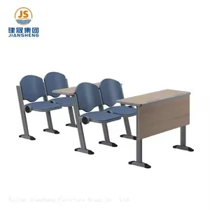 JS Group Foldable Plywood Steel Desk Stackable Plastic Lecture Hall Chair With Desk Lecture thumbnail-1
