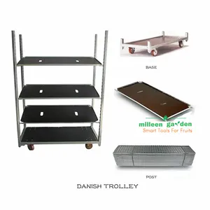 Danish Metal Steel Greenhouse Flower Transport Trolleys Hot DIP Galvanized Plant Shipping Trolley thumbnail-5