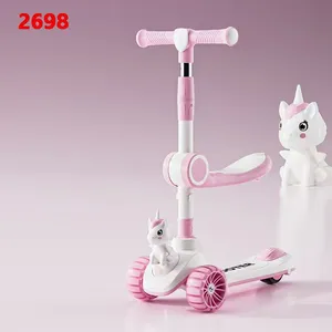 Children's Scooters Children's 3-wheel Music Glowing Folding Toys, Outdoor Sliding Sports, Boys and Girls Kids Kick thumbnail-1